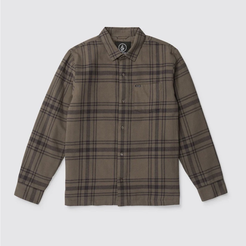 VOLCOM NORTHPORT LINED LONG SLEEVE FLANNEL - MUSHROOM